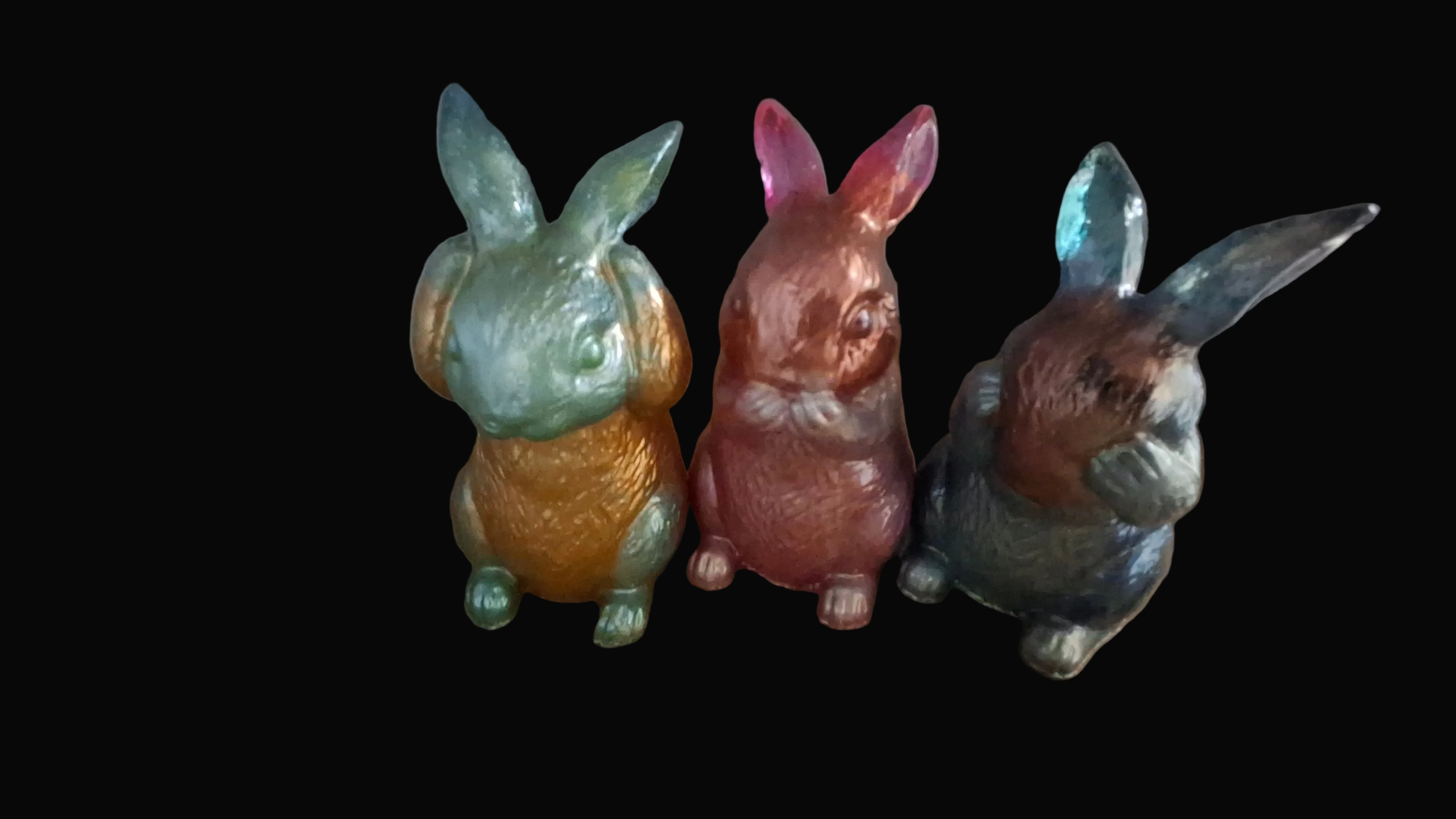 Handmade Resin 3 Wise Bunnies