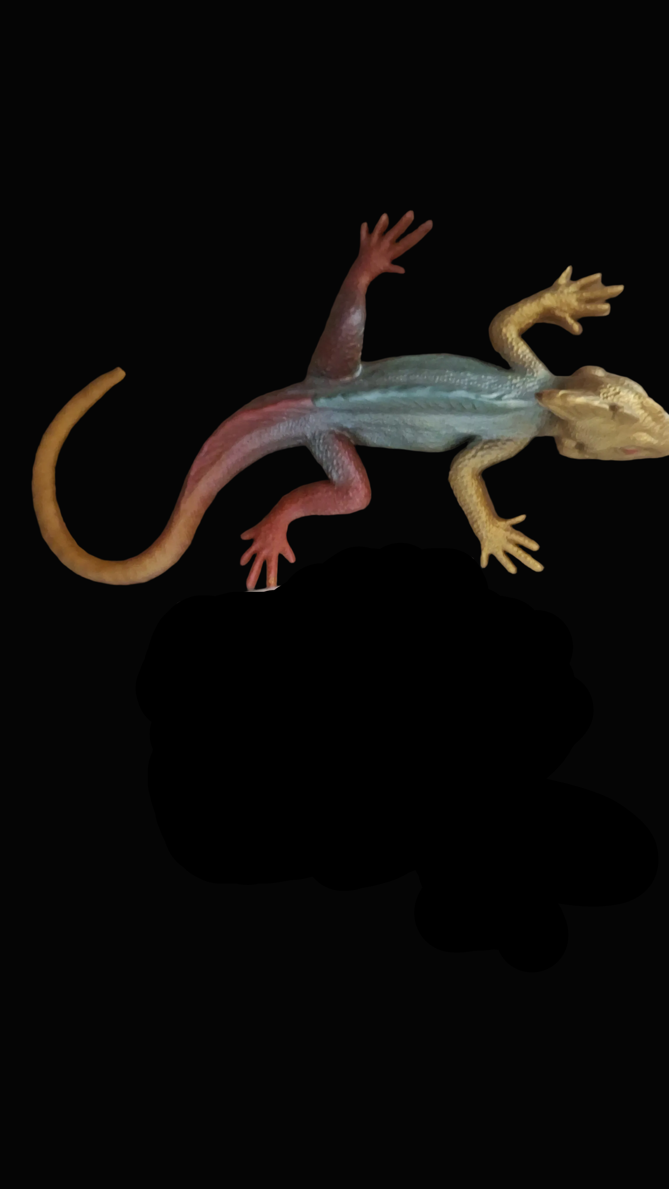 Baby Yellow, Red, Orange & Silvery Blue Resin Lizard