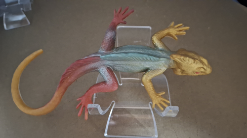 Baby Yellow, Red, Orange & Silvery Blue Resin Lizard